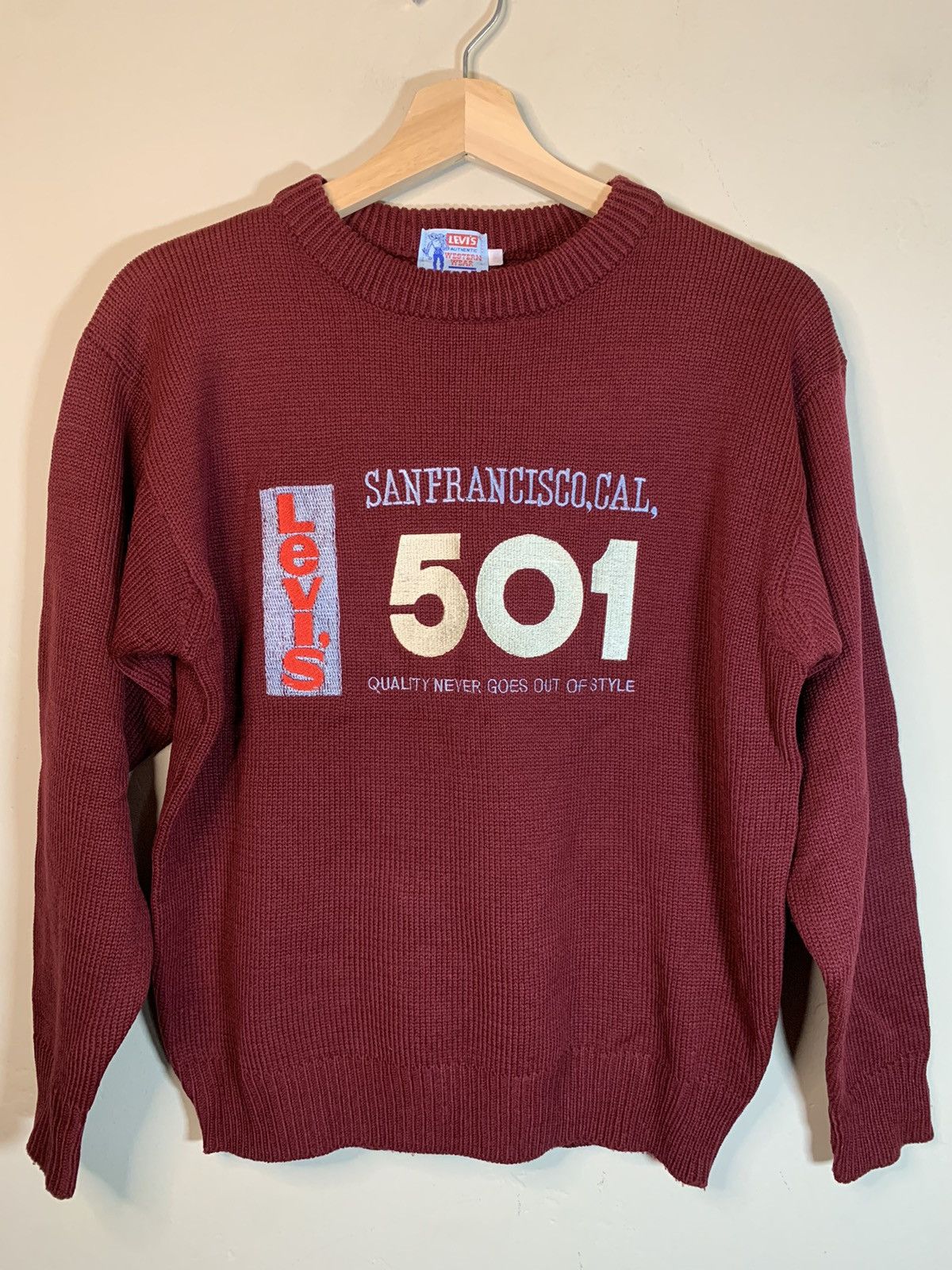 RARE* Vintage 50's Levi's Western Wear 501 Knit Sweater M