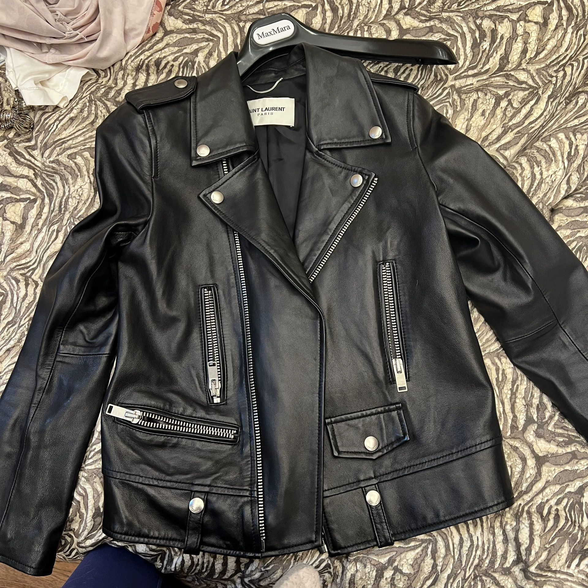 Saint Laurent Paris Saint Laurent Black Leather Biker Jacket Size M / US 6-8 / IT 42-44 - 1 Thumbnail