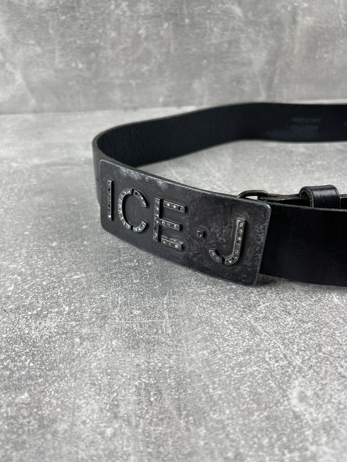 Iceberg Vintage ICE J (Iceberg Jeans) Black Leather Logo Belt Y2K Size ONE SIZE - 3 Thumbnail
