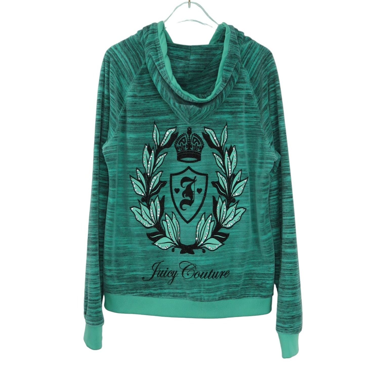 Juicy Couture × Vintage Y2K Juicy Couture Velour Blue Zipper Hoodie Bling Large Size L / US 10 / IT 46 - 4 Thumbnail