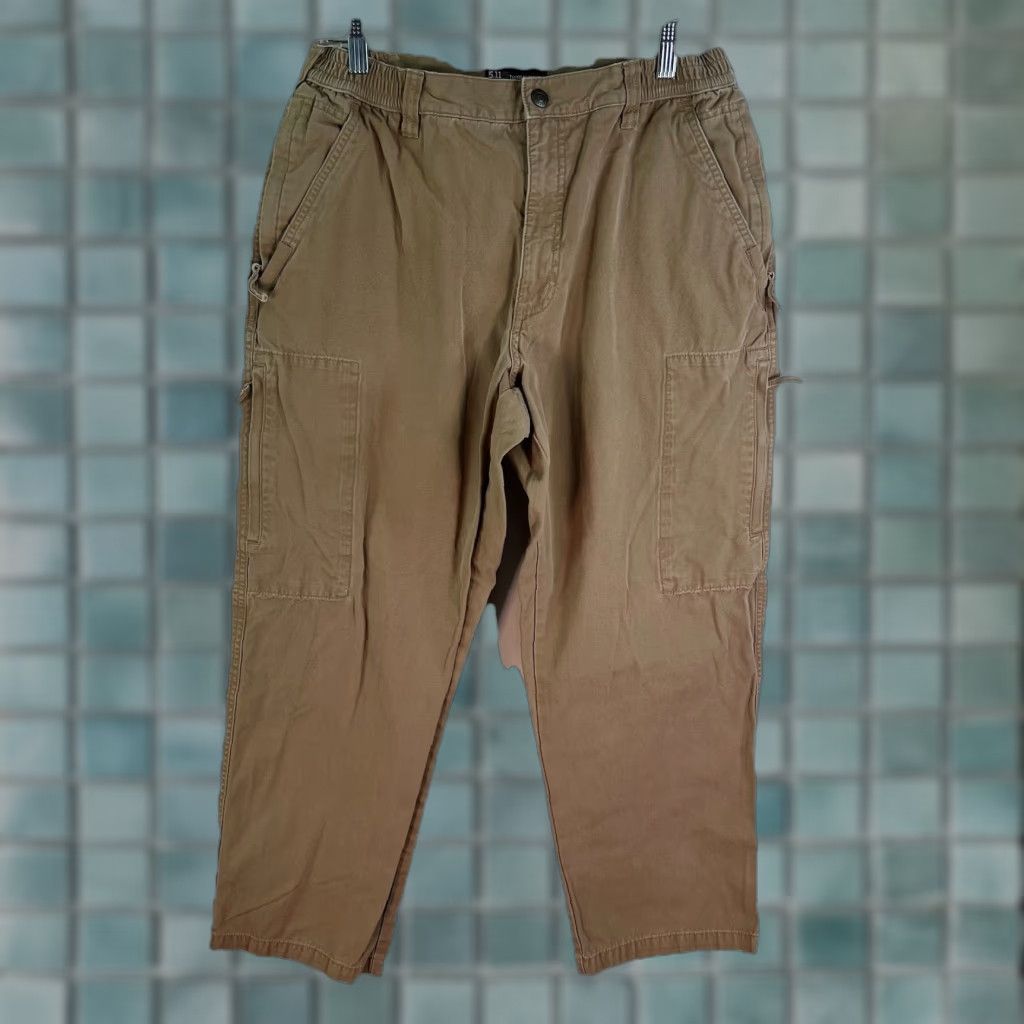 Vintage 5.11 Tactical Pants Cargo Zip Pockets Men’s Size 34 X30 Tan Elastic Waist Mens Size US 34 / EU 50 - 1 Thumbnail