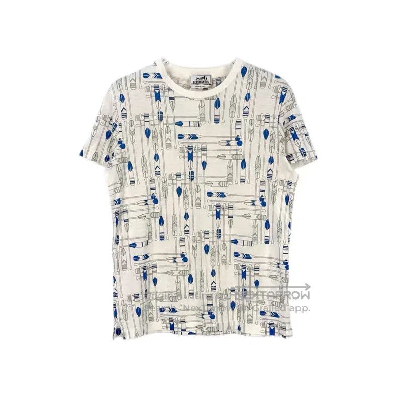 Hermes Hermes White All-over Print Short Sleeve Size S / US 4 / IT 40 - 1 Thumbnail
