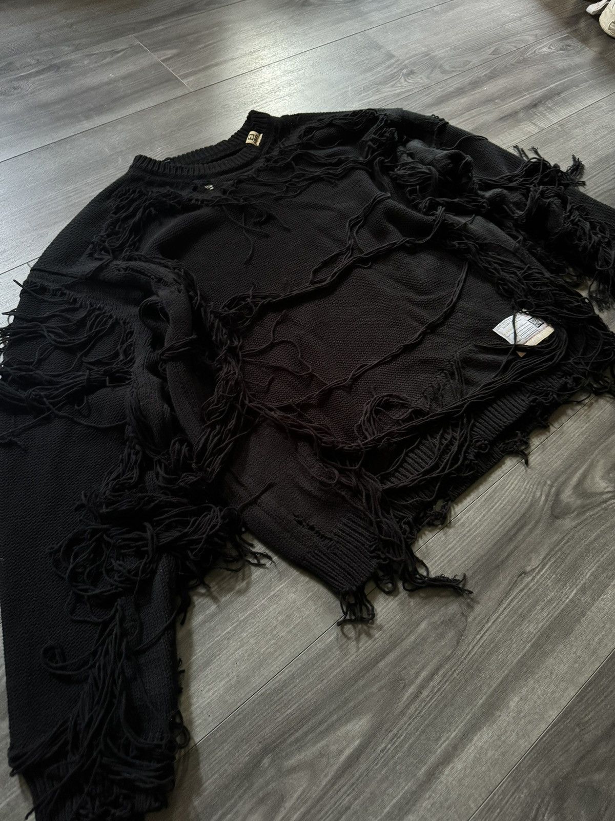 Maison MIHARA YASUHIRO Black Distressed MMY Sweater Size US L / EU 52-54 / 3 - 4 Thumbnail