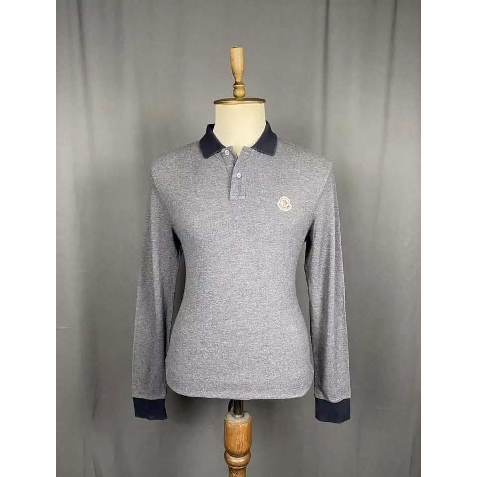 Moncler Moncler Maglia Men's Gray Collared Polo Longsleeve Sweater S Size US M / EU 48-50 / 2 - 1 Thumbnail