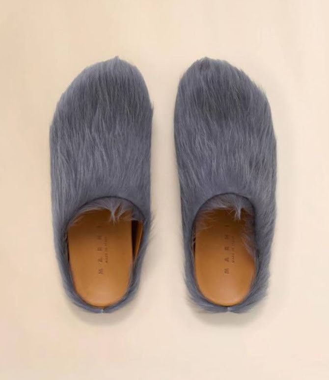Marni o1w1db10326 Fussbett Sabot Calf-Hair Slippers in Grey Size US 5 / IT 35 - 1 Thumbnail