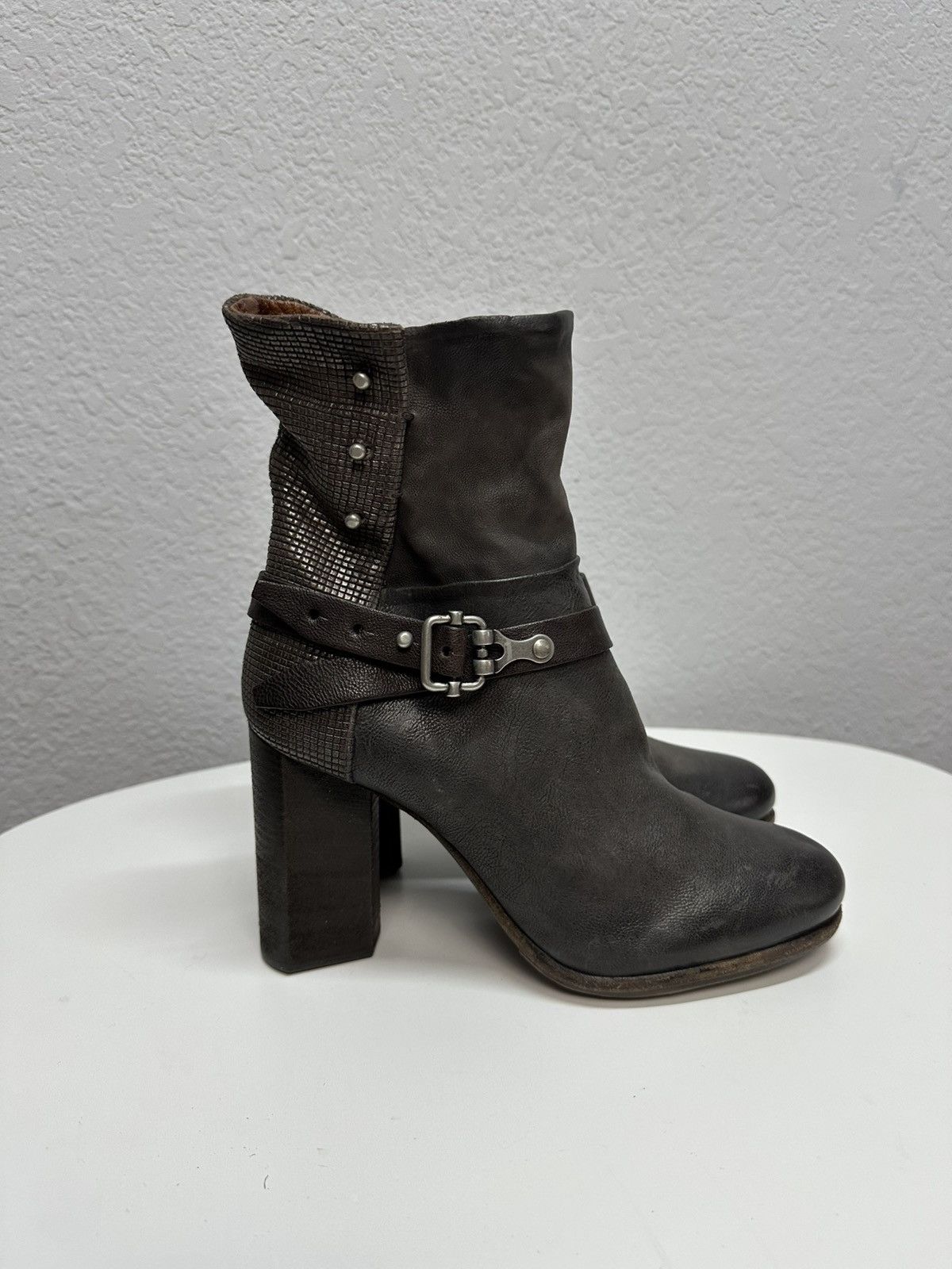 A.S.98 Vintage AS 98 Rick Owens Style Zip Ankle Leather Biker Boots Size US 9 / IT 39 - 3 Thumbnail
