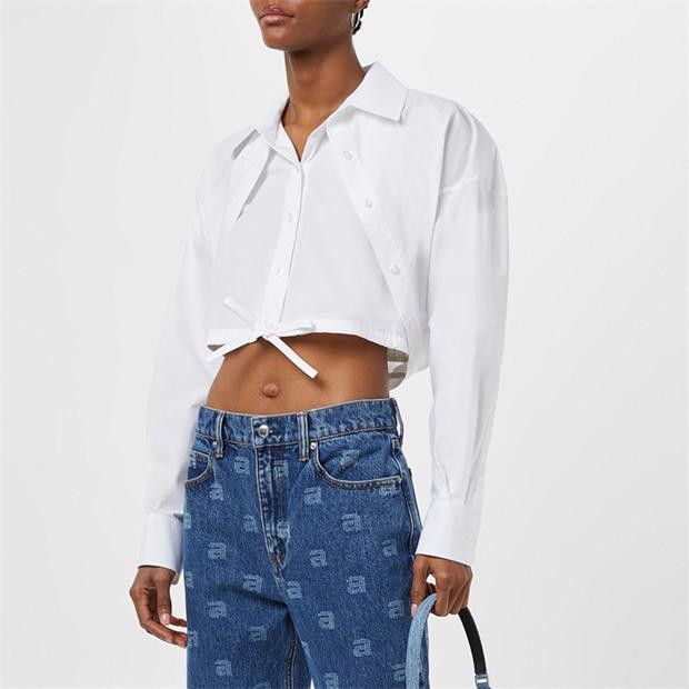 Alexander Wang o1g2r1mq0824 Double Layered Cropped Shirts in White Size S / US 4 / IT 40 - 5 Thumbnail
