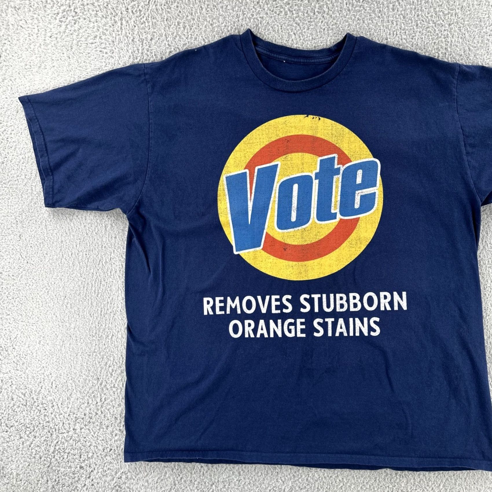 Vintage VOTE Removes Stubborn Orange Stains Mens L Blue T Shirt Donald Trump Parody Tee Size US L / EU 52-54 / 3 - 3 Thumbnail