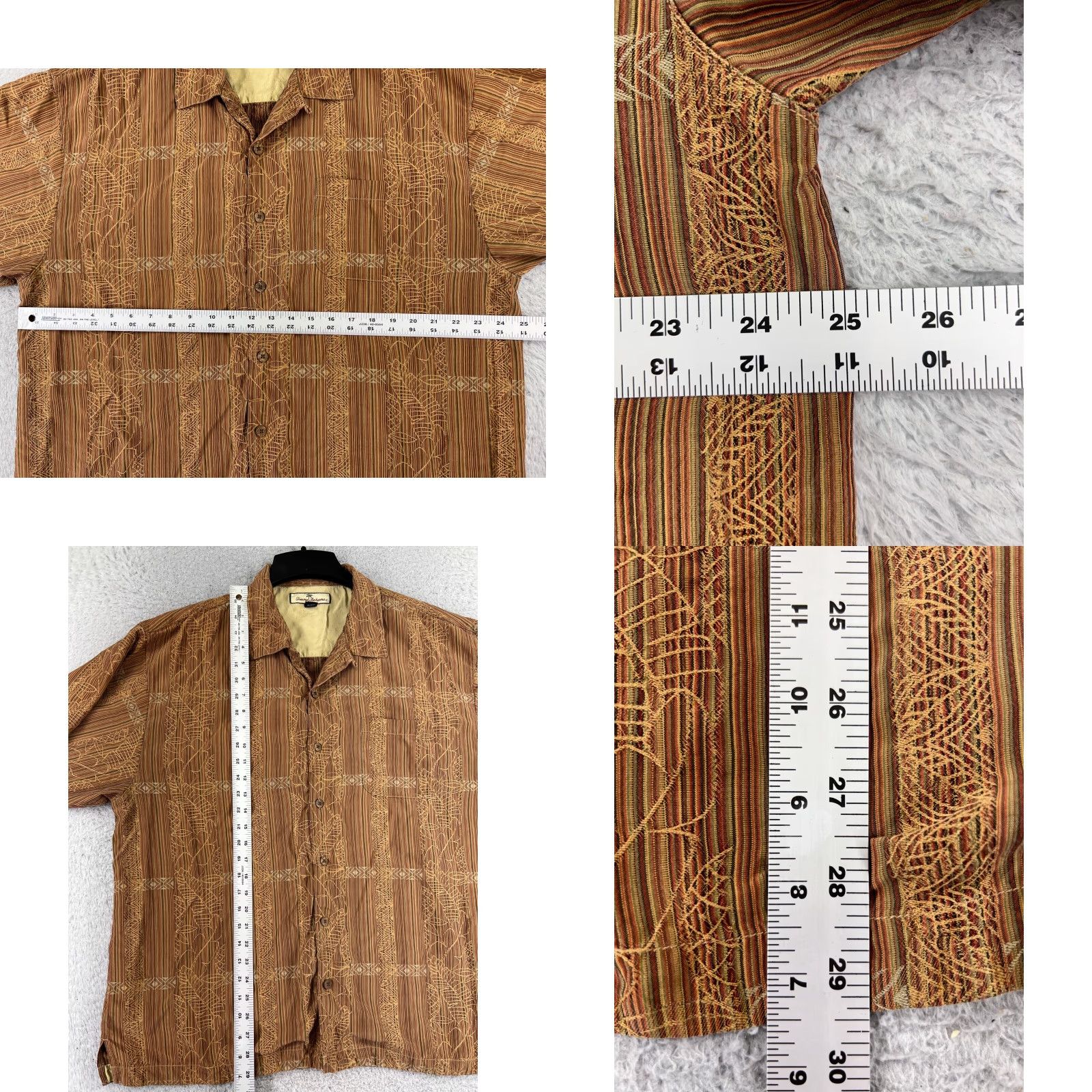 Tommy Bahama Tommy Bahama Shirt Men XL Brown Red Stripe Silk Button-Up Hawaiian Aloha Beach Vacation Resort 100% Silk Size US XL / EU 56 / 4 - 8 Thumbnail