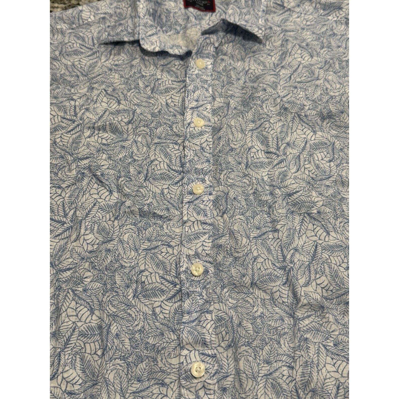 UNTUCKit VINTAGE UNTUCKit Shirt Men L Blue Linen Short Sleeve Floral Button Casual Business Summer Size US L / EU 52-54 / 3 - 5 Thumbnail
