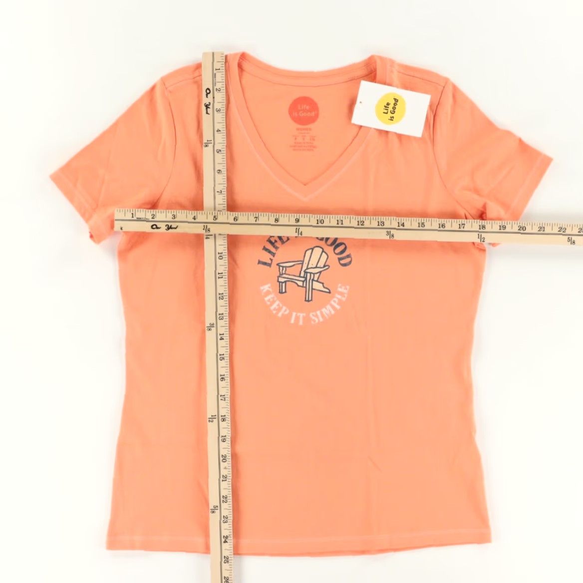 Life is Good Life is Good Keep It Simple Classic Fit V-Neck T-Shirt Orange Women's S Shirt Women S Orange V-Neck Keep It Simple Classic Fit Solid 90s? Size S / US 4 / IT 40 - 3 Thumbnail