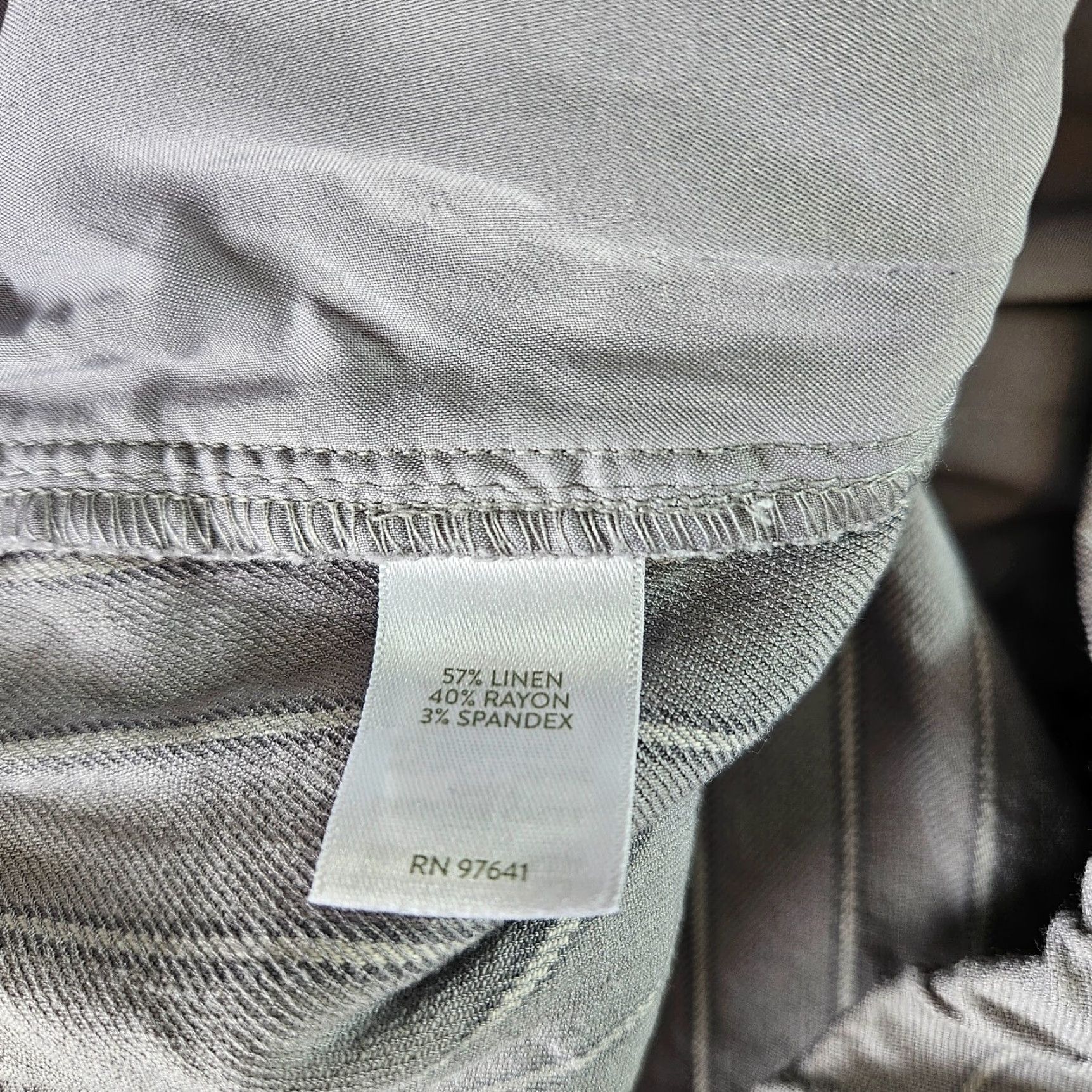 J. Jill J Jill Womens Cropped Pants 16 Linen Stretch Gray Stripe Mid Rise Size 38" / US 16 / IT 52 - 6 Thumbnail