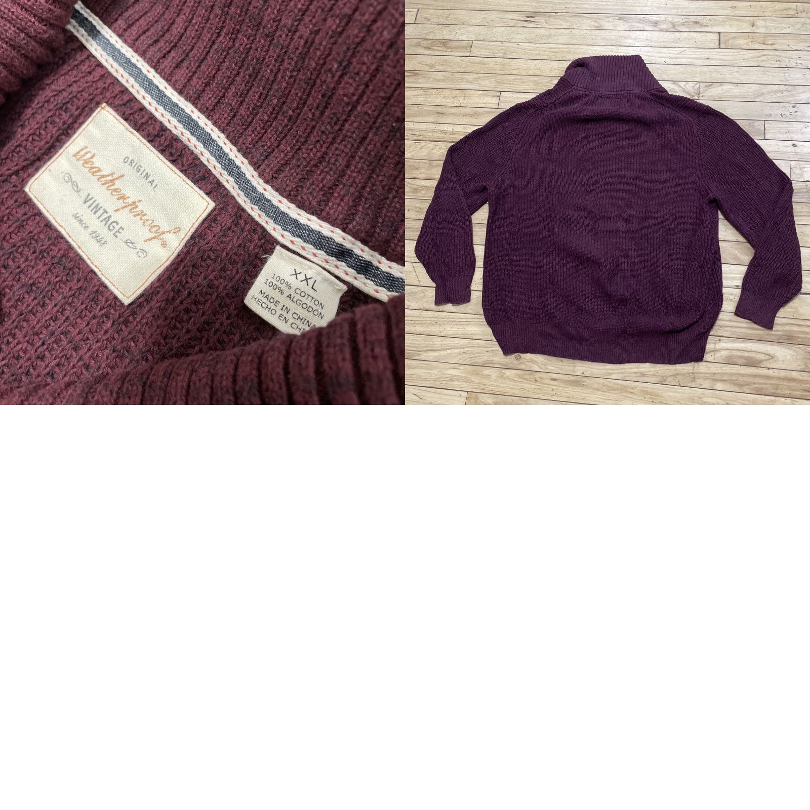 Weatherproof VINTAGE Weatherproof Sweater Men 2XL Pullover Cowl Maroon Heavyweight Knitted Knit Winter Casual Mens Size US XXL / EU 58 / 5 - 11 Thumbnail