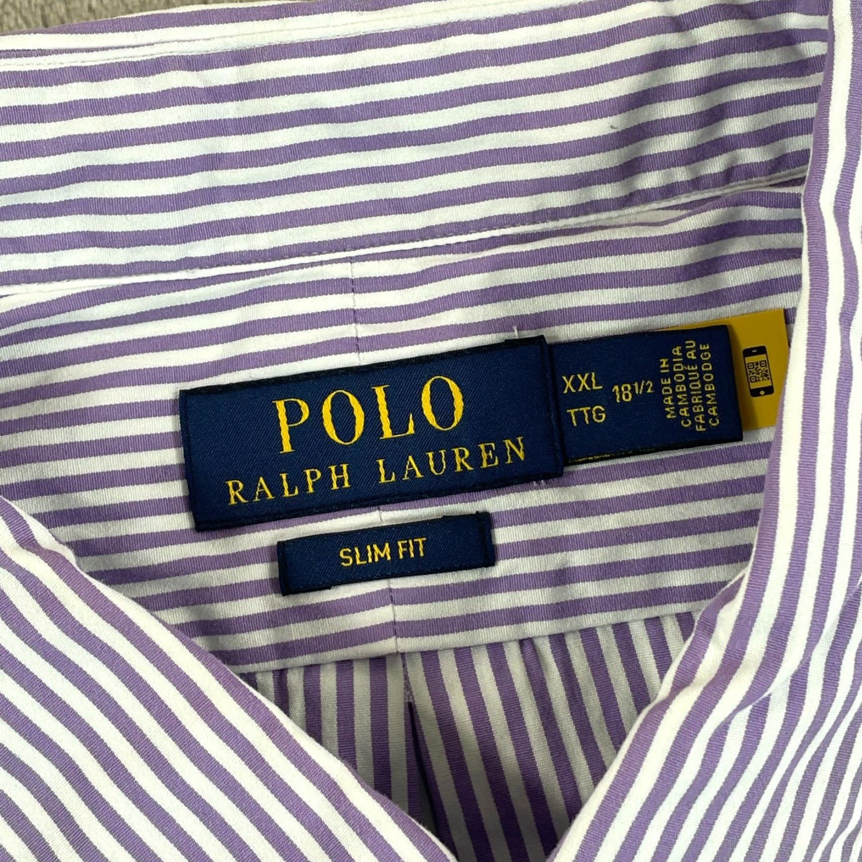 Polo Ralph Lauren Polo Ralph Lauren Oxford Shirt Men 2XL Lavender Striped Slim Fit Long Sleeve Shirt Size US XXL / EU 58 / 5 - 2 Thumbnail
