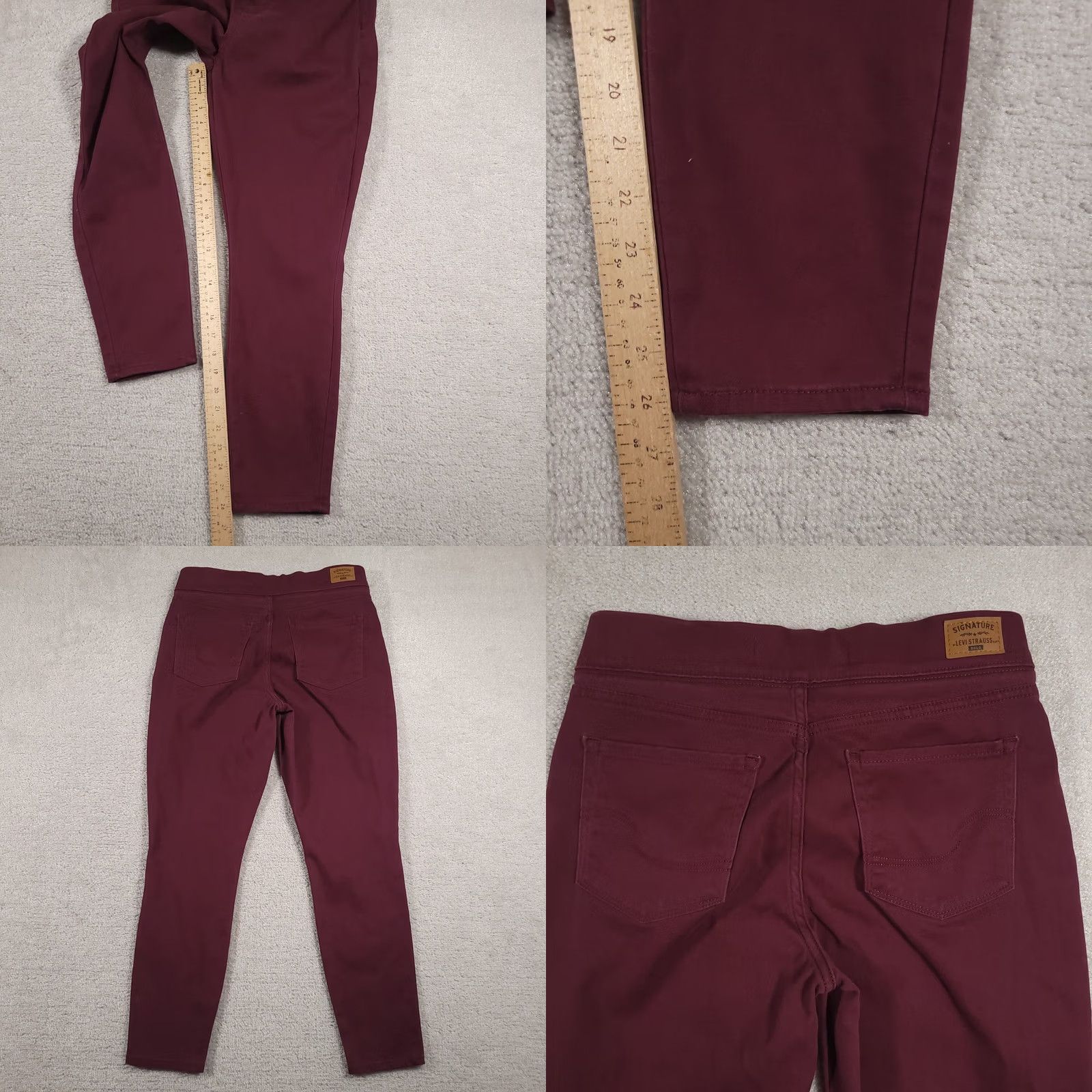 Vintage VINTAGE Levi Strauss Jeans Women's 8 Short Maroon Skinny Pull-On Totally Shaping Stretch Size 30" / US 8 / IT 44 - 8 Thumbnail