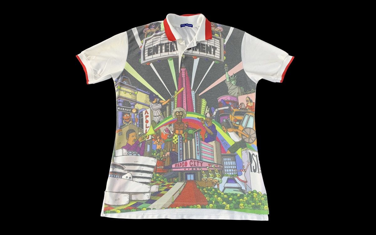 Japanese Brand Fifth Avenue New York City Entertainment Printed Polo Tee Size US M / EU 48-50 / 2 - 1 Thumbnail