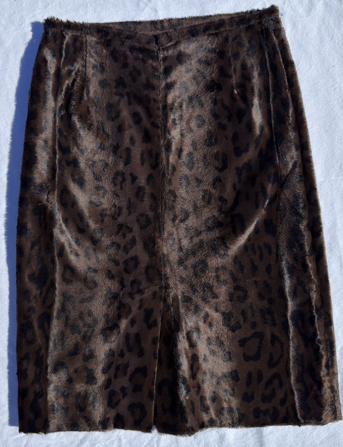 Bloomingdale's × Vintage 90s Bloomingdale's Brown faux fur leopard print skirt Size 32" / US 10 / IT 46 - 1 Thumbnail