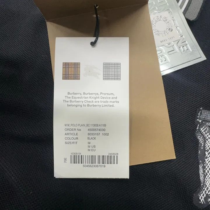 Burberry Burberry Burberry Black Logo Short Sleeve Polo Shirt-2507 Size US M / EU 48-50 / 2 - 4 Thumbnail