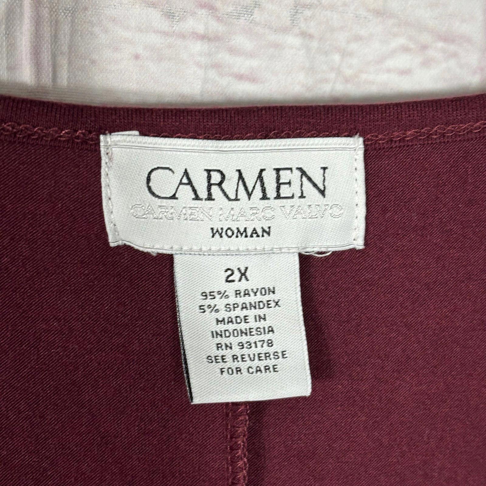 Other Carmen Women's Sleeveless Burgundy Top Beaded Detail Size 2X Size XXL / US 16-18 / IT 52-54 - 4 Thumbnail