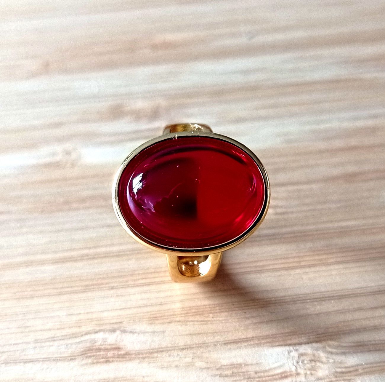Designer × Vintage Stunning Shine Oval Garnet 925 Silver Gold Ring Unique Size ONE SIZE - 8 Thumbnail