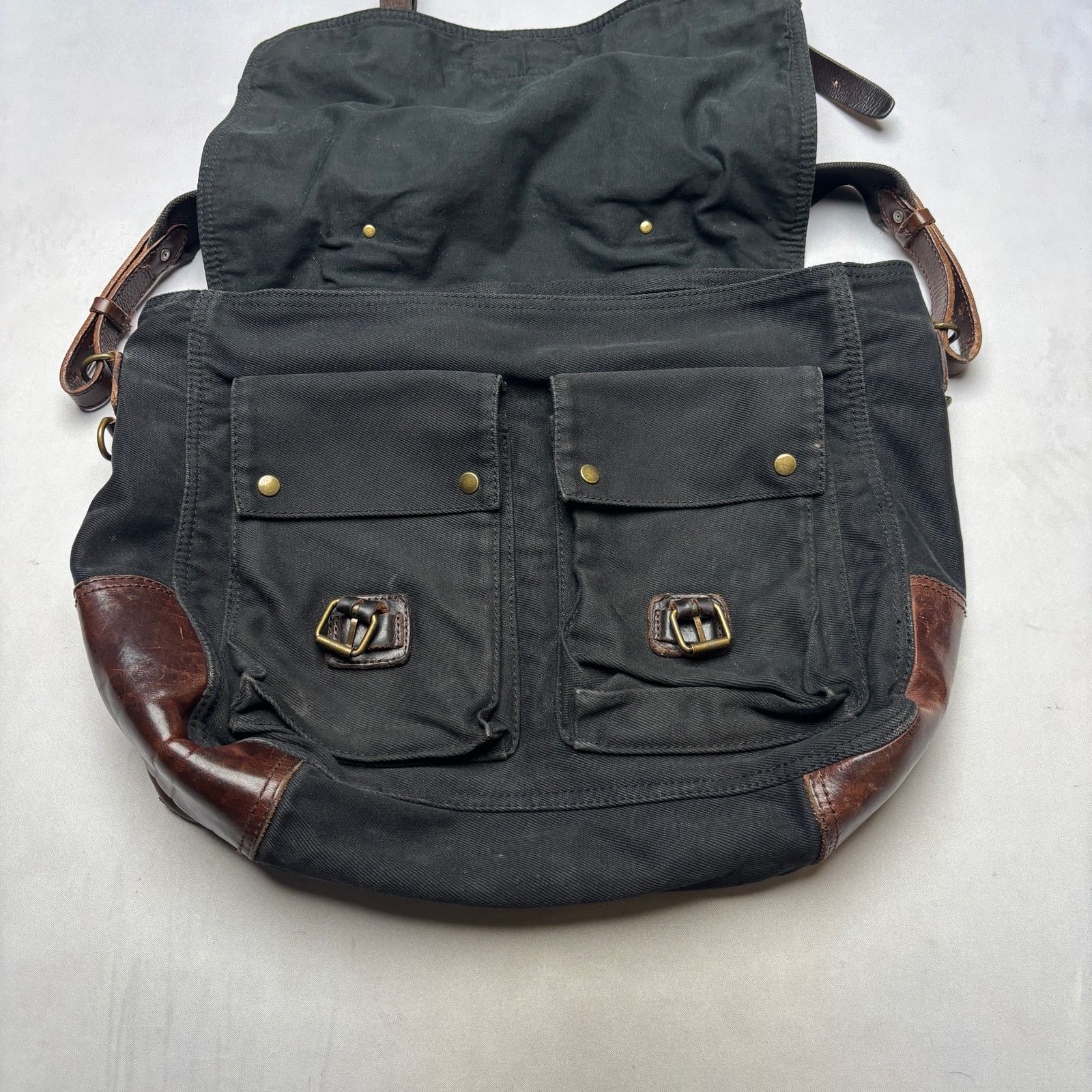 Ralph Lauren Rugby Ralph Lauren Canvas Utility Black Bag 12x19 Leather Size ONE SIZE - 5 Thumbnail