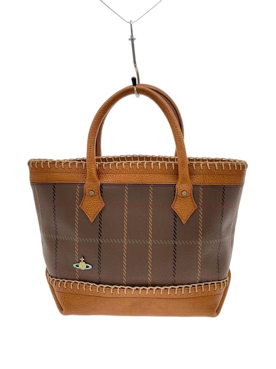 Vivienne Westwood Overlock Stitch Orb Plaid Leather Hand Bag Size ONE SIZE - 1 Thumbnail