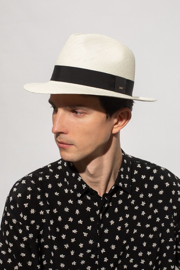 Saint Laurent Paris o1s1wg110824 Size: 60 / 688299 Fedora Hat Straw Black/White Size ONE SIZE - 3 Thumbnail