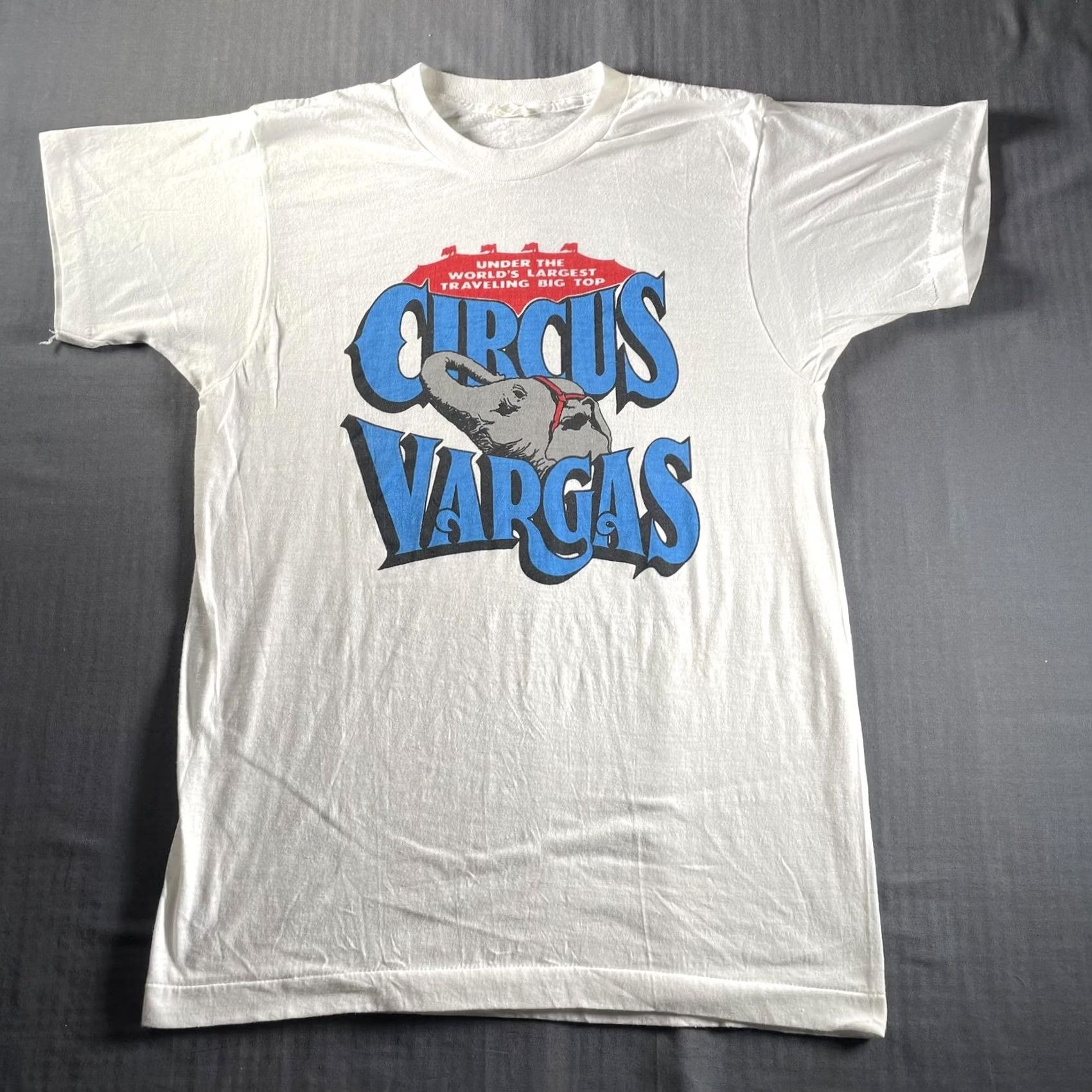 Vintage VINTAGE Circus Vargas Shirt Mens Medium White Elephant Graphic Tee Big Top 80s Size US M / EU 48-50 / 2 - 3 Thumbnail