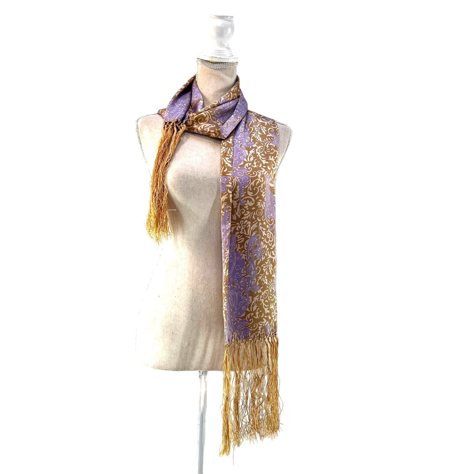 Baum Und Pferdgarten Silk Scarf with Fringe Printed
