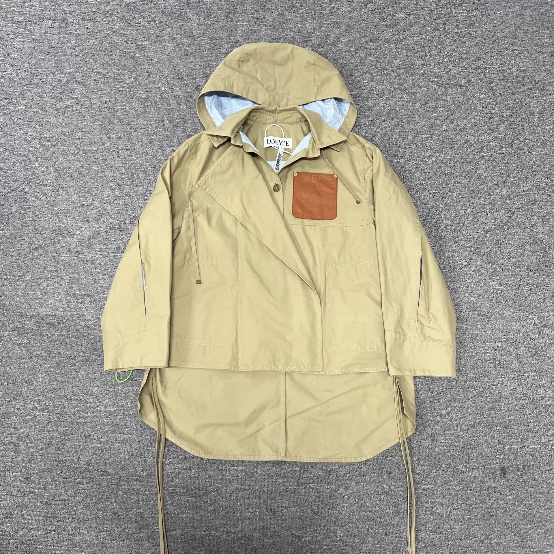 Loewe Loewe leather logo panel oversized layered hooded coat 36 Size XS / US 0-2 / IT 36-38 - 1 Thumbnail