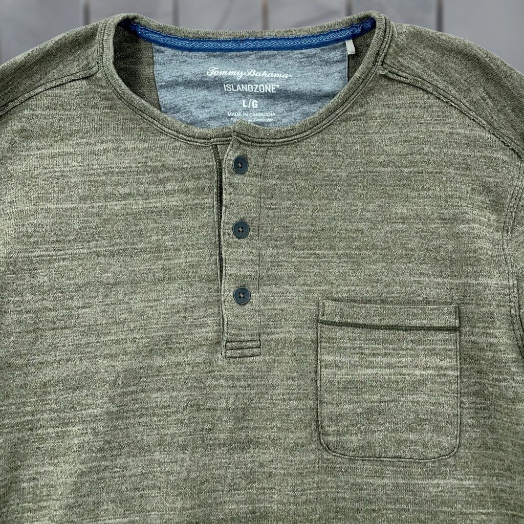 Tommy Bahama Tommy Bahama Oahu Shores Henley Shirt Mens Large Green Long Sleeve Islandzone Button Casual Indoor Outdoor Tee Size US L / EU 52-54 / 3 - 1 Thumbnail