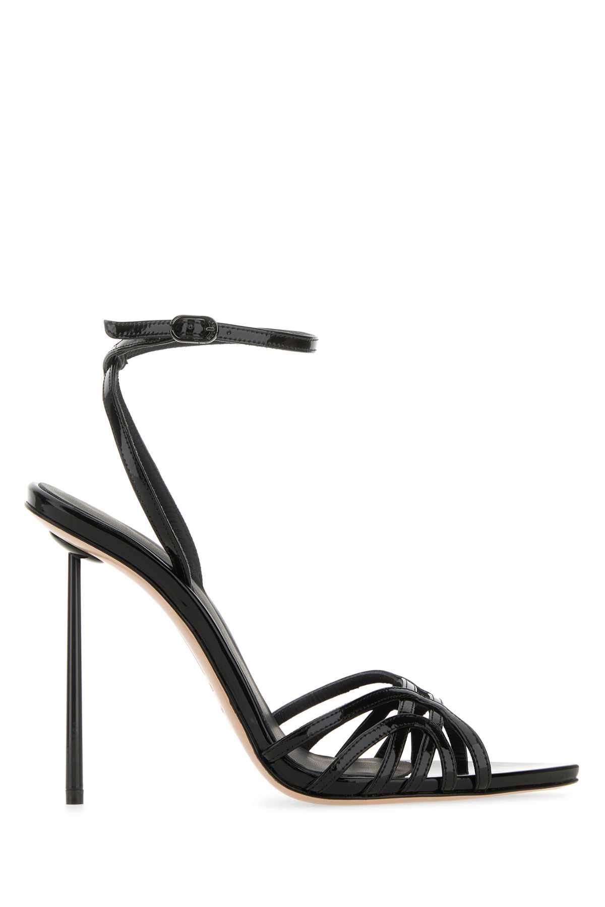 image of Le Silla Black Leather Bella Sandals, Women's (Size 6)