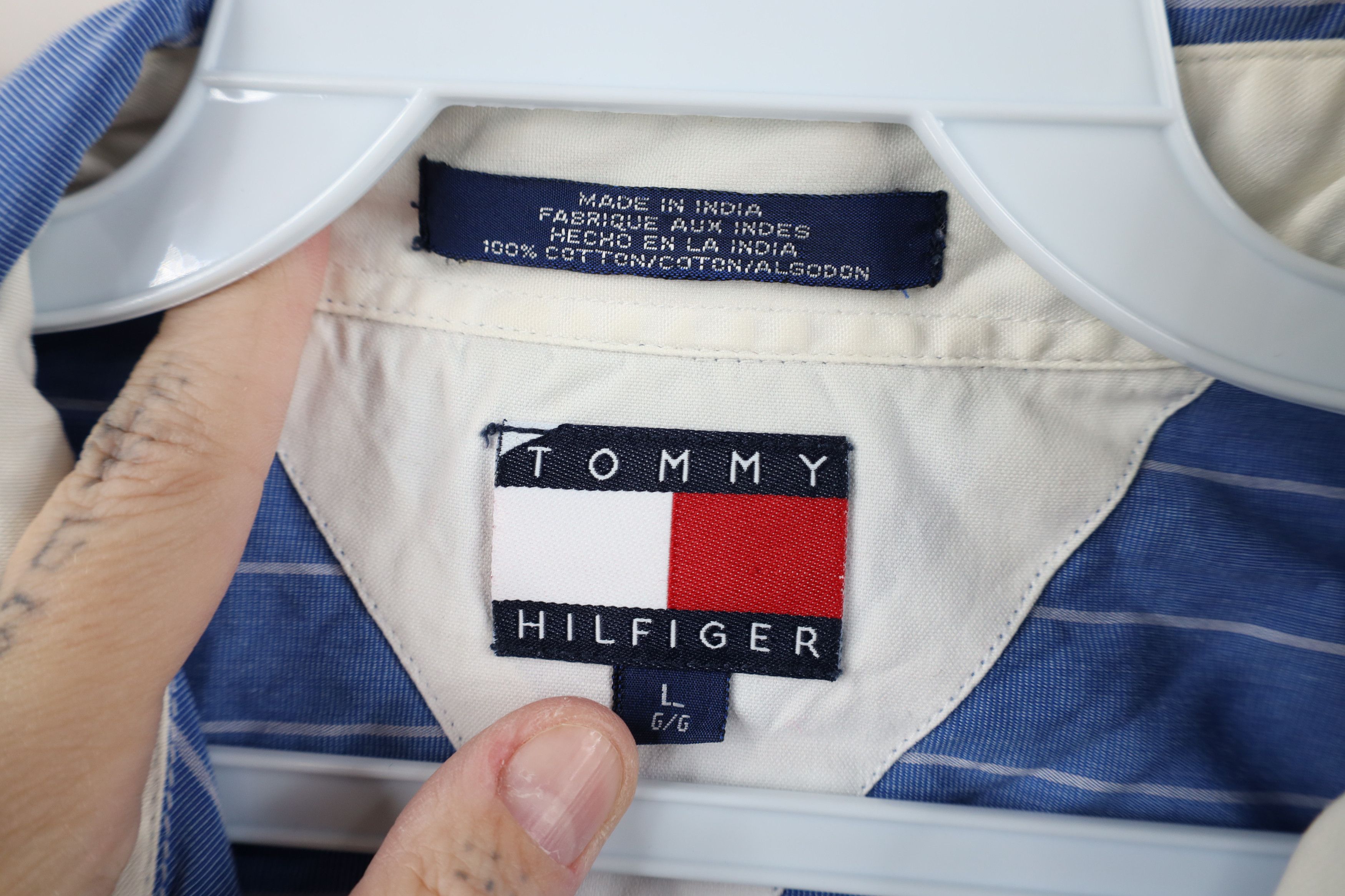 Tommy Hilfiger Vintage 90s Tommy Hilfiger Cotton Oxford Button Down Shirt Size US L / EU 52-54 / 3 - 9 Thumbnail