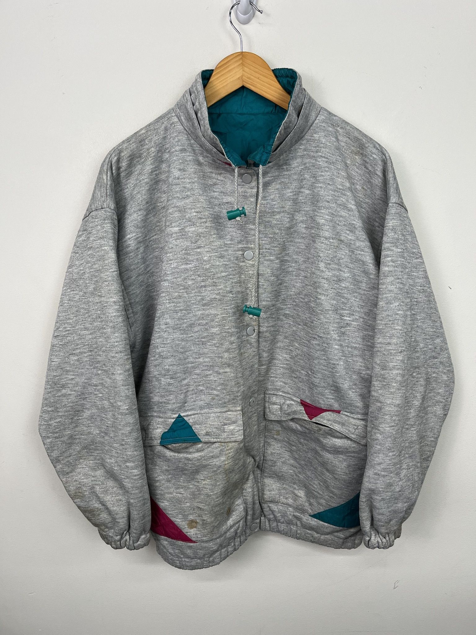 Vintage Vintage 90s Sweatshirt Windbreaker Reversible Jacket Size M Size US M / EU 48-50 / 2 - 1 Thumbnail