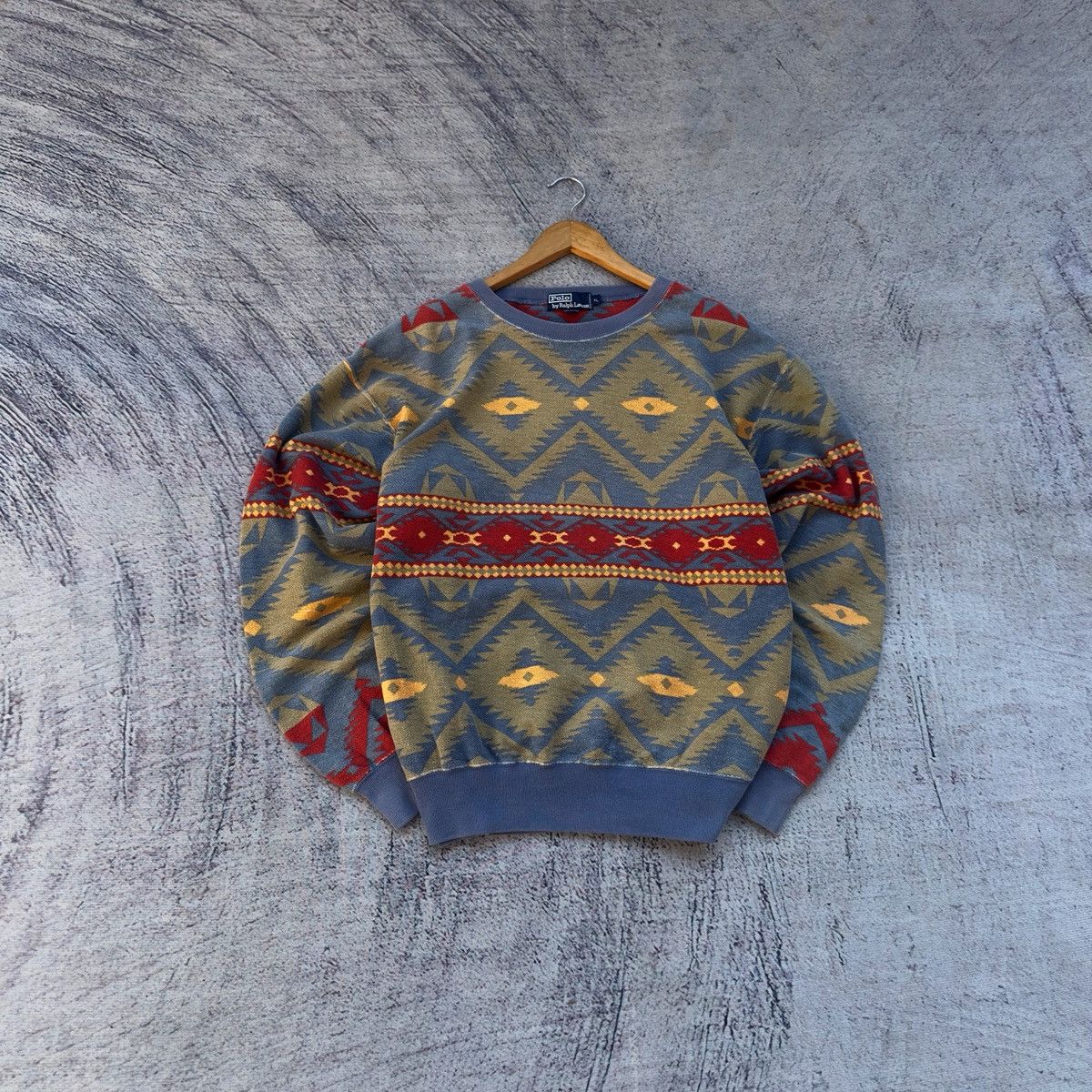 Polo Ralph Lauren VINTAGE 90’s POLO RALPH LAUREN AZTEC BEACON KNIT CREWNECK Size US XL / EU 56 / 4 - 1 Thumbnail