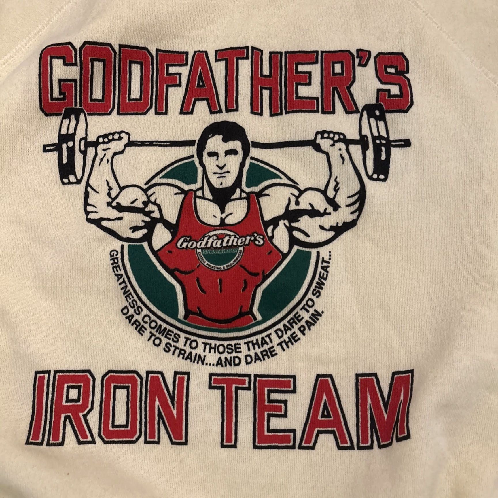 Vintage VINTAGE Godfather’s Iron Team Sweatshirt Yellow XL Weightlifting 80s 90s Mens Size US XL / EU 56 / 4 - 2 Thumbnail