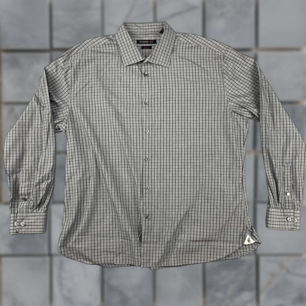 John Varvatos John Varvatos Star USA Shirt Button Up Mens XL 17.5 34/35 Gray Plad Long Sleeve Size US XL / EU 56 / 4 - 1 Thumbnail