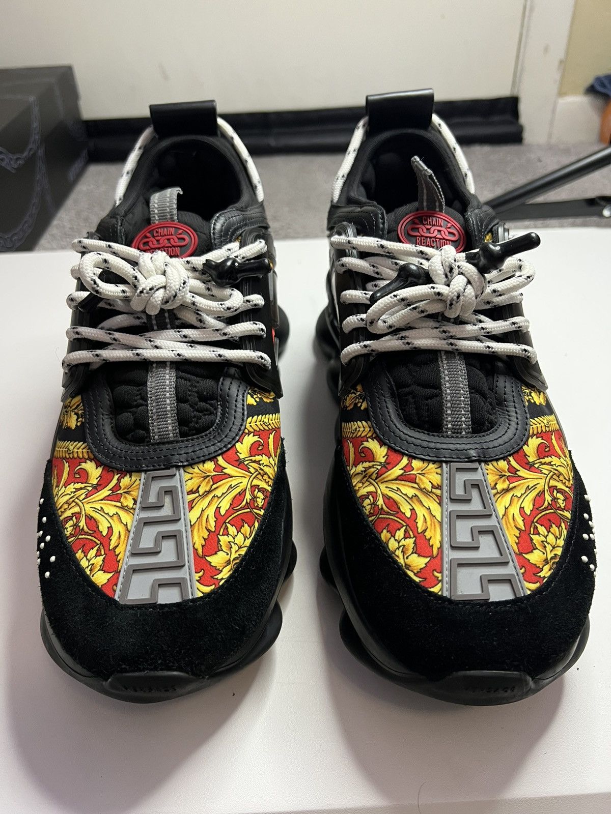 Versace Versace Chain Reaction Barocco Print Black Gold Size US 10 / EU 43 - 3 Thumbnail
