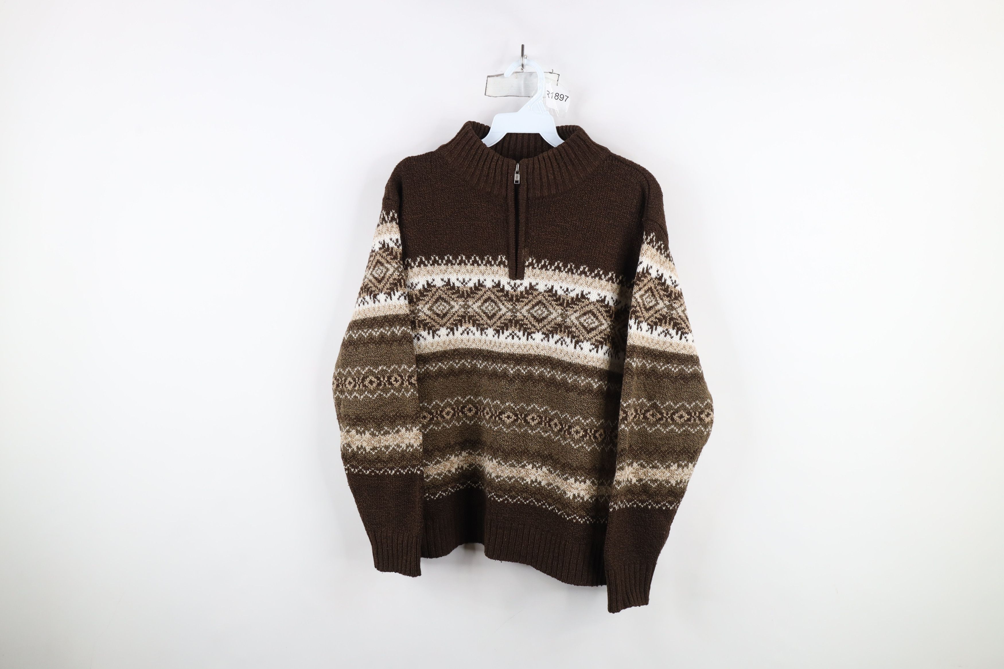 Vintage Vintage 90s Streetwear Blend Fair Isle Knit Half Zip Sweater Size L / US 10 / IT 46 - 1 Thumbnail