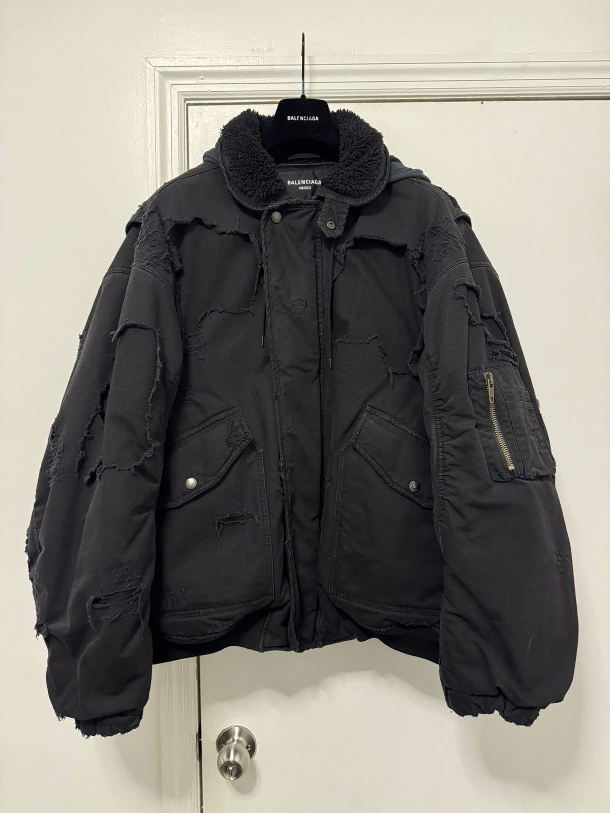 BALENCIAGA UNITY DESTROYED BOMBER JACKET Balenciaga Destroyed