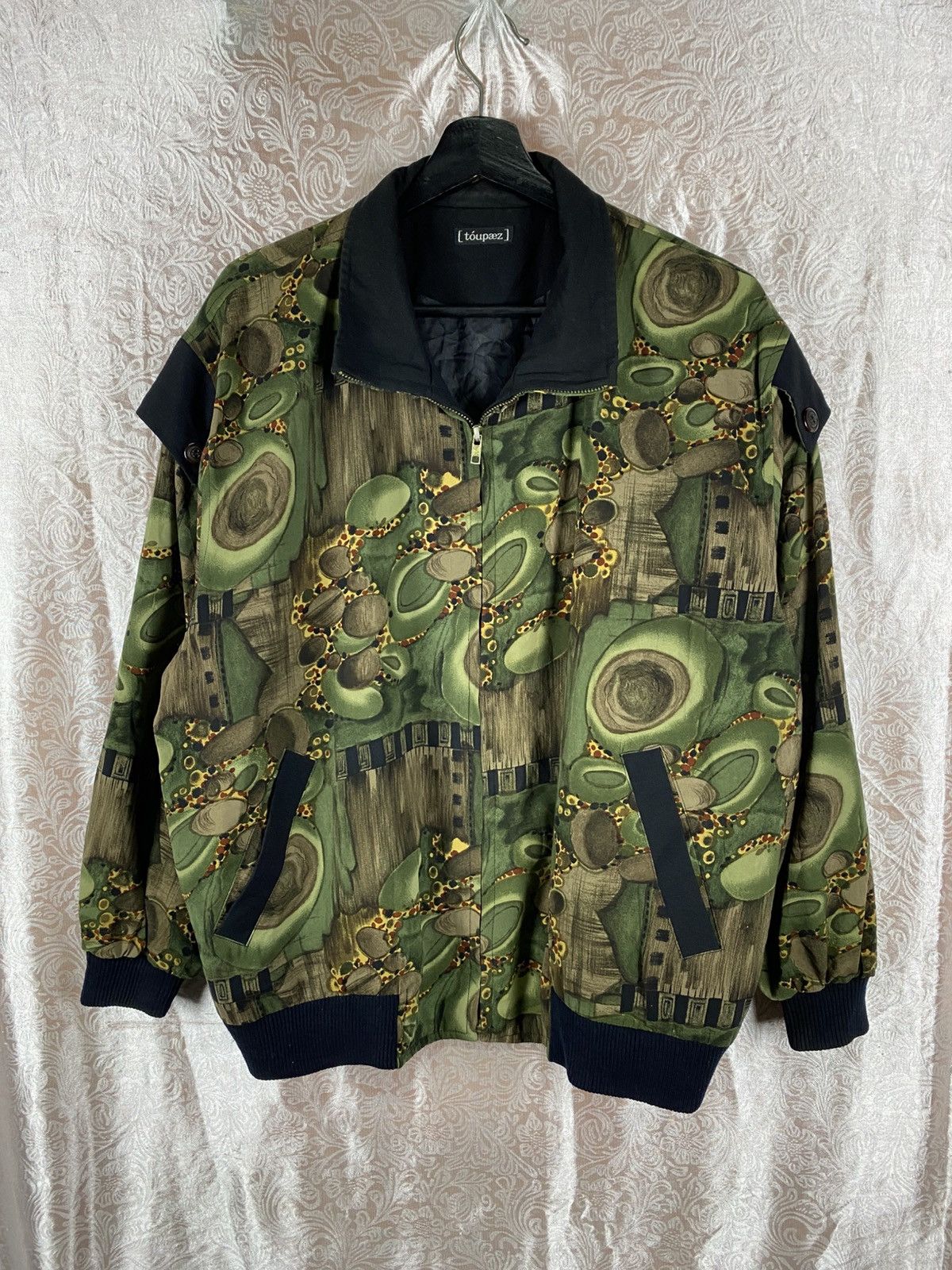 Vintage Toupez Vintage Abstract Pattern Jacket Green Artistic Print Size US L / EU 52-54 / 3 - 3 Thumbnail