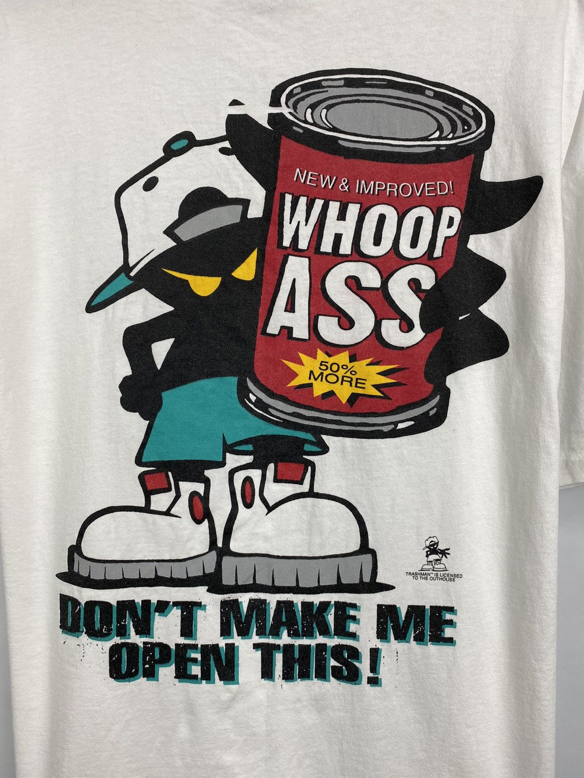 Hanes 🇺🇸 Vintage 90s Whoop Ass Trashman Outhouse Udamon T-shirt Size US XL / EU 56 / 4 - 4 Thumbnail