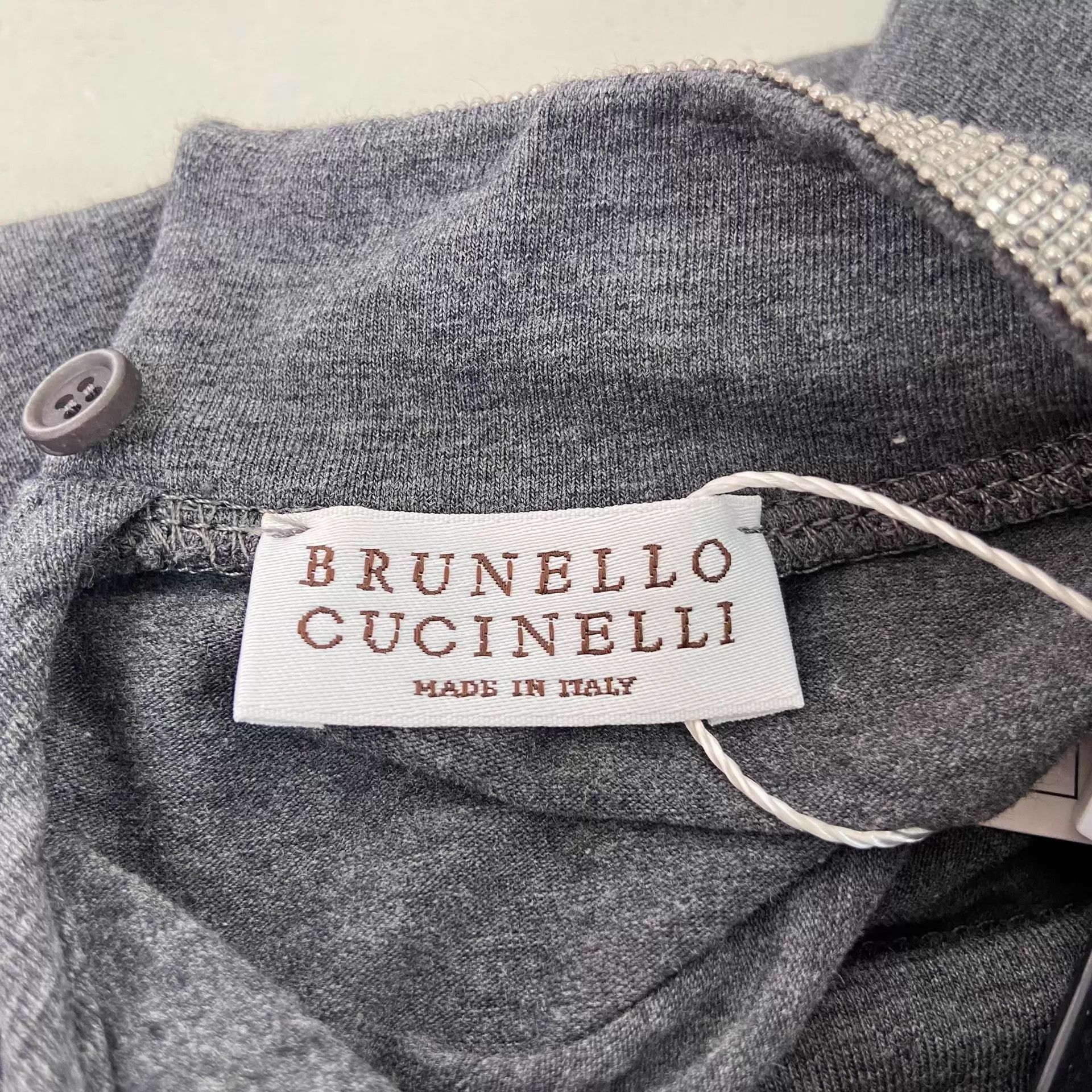Brunello Cucinelli BC Deep Gray Beaded T-shirt XS Size XS / US 0-2 / IT 36-38 - 7 Thumbnail