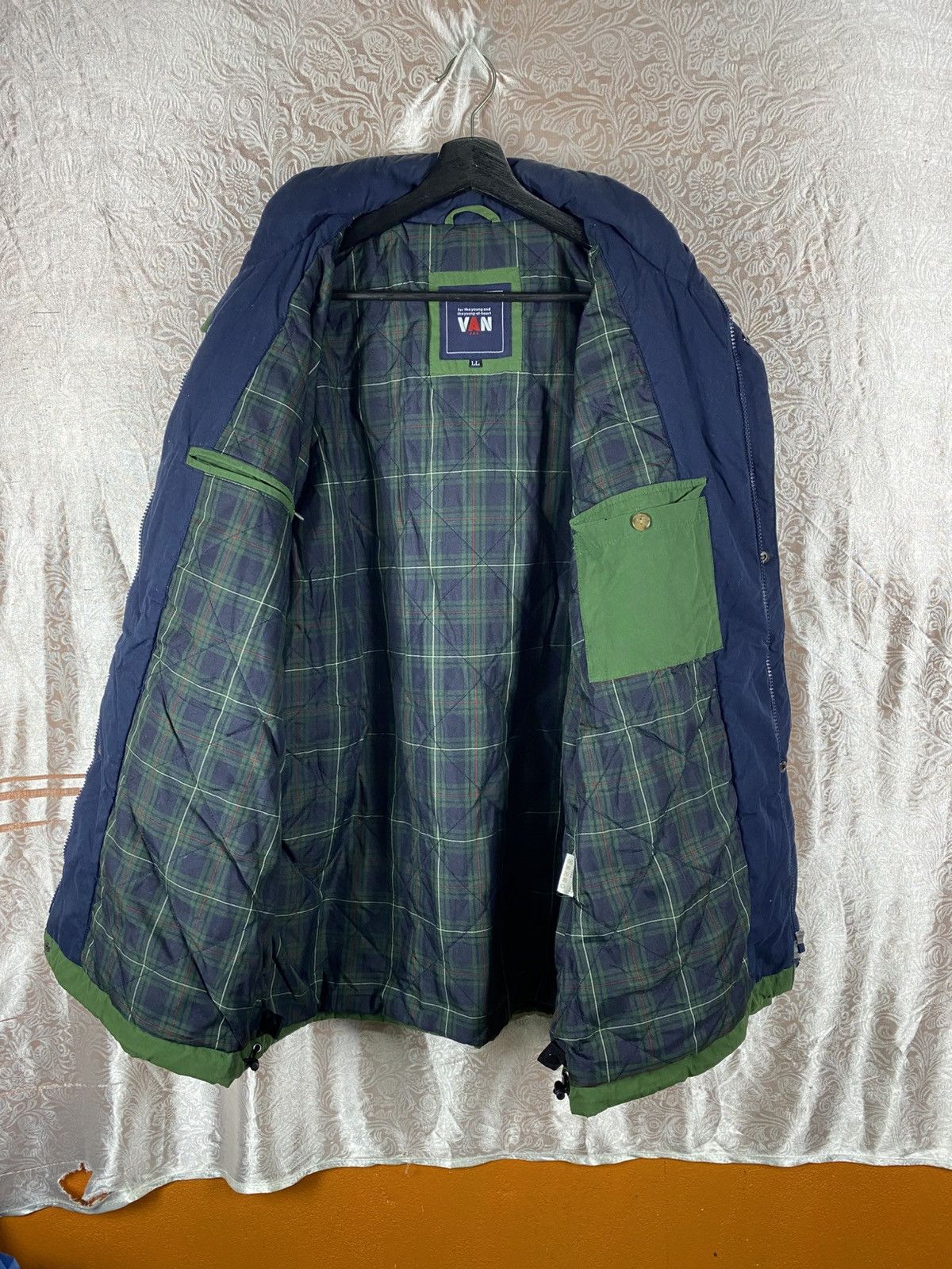 Japanese Brand Vintage VAN JAC Green Plaid Lined Field Jacket Size US XL / EU 56 / 4 - 7 Thumbnail