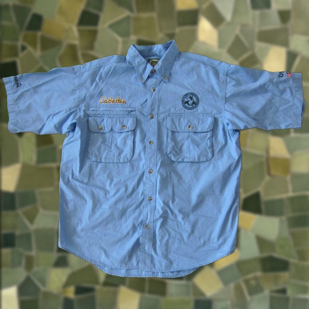 Vintage VINTAGE Cabela's Blue North American Hunting Dog Hike Button Down Short Sleeve Shirt L Size US L / EU 52-54 / 3 - 1 Thumbnail