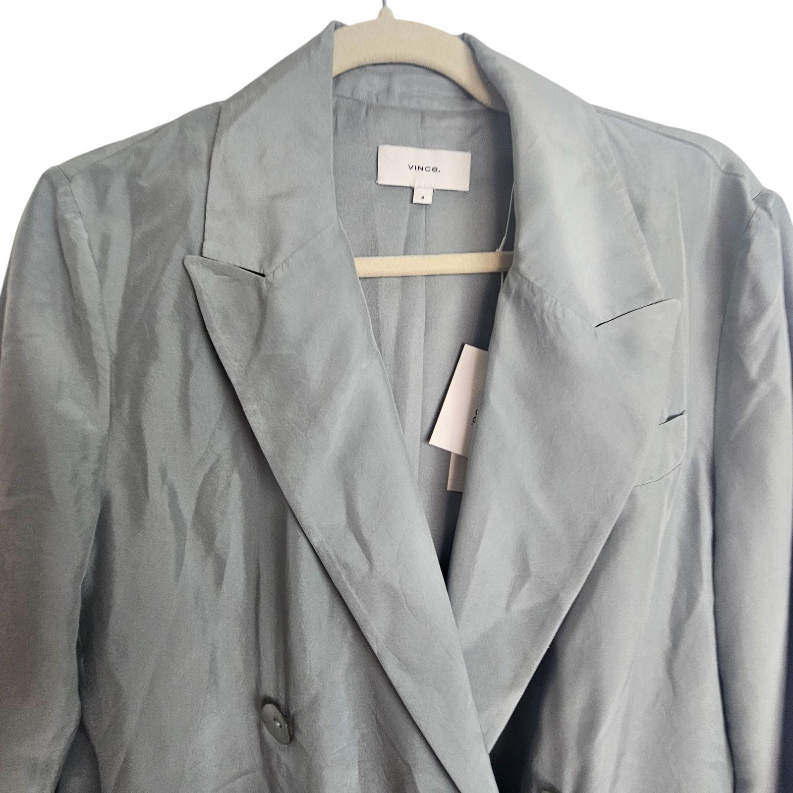 Vince Vince Womens Silk Blazer Double Breasted Size 8 Quiet Luxury Size M / US 6-8 / IT 42-44 - 3 Thumbnail