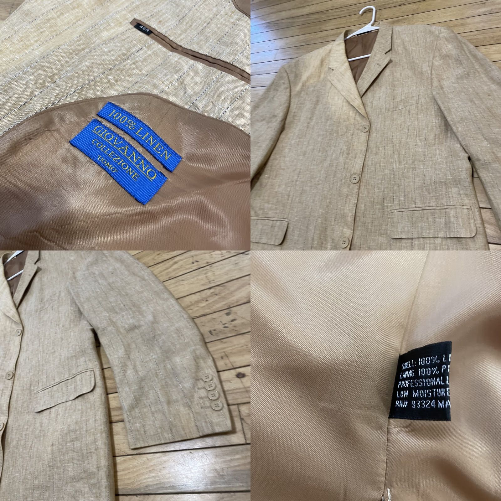 Vintage Vtg Giovanno Collezione Blazer Men 46 R Tan Stripe Linen Vintage Grunge Retro 2 Piece Notch Lapel Mens Regular Size 46 Brown Linen Stripe Blazer Size 46R - 10 Thumbnail