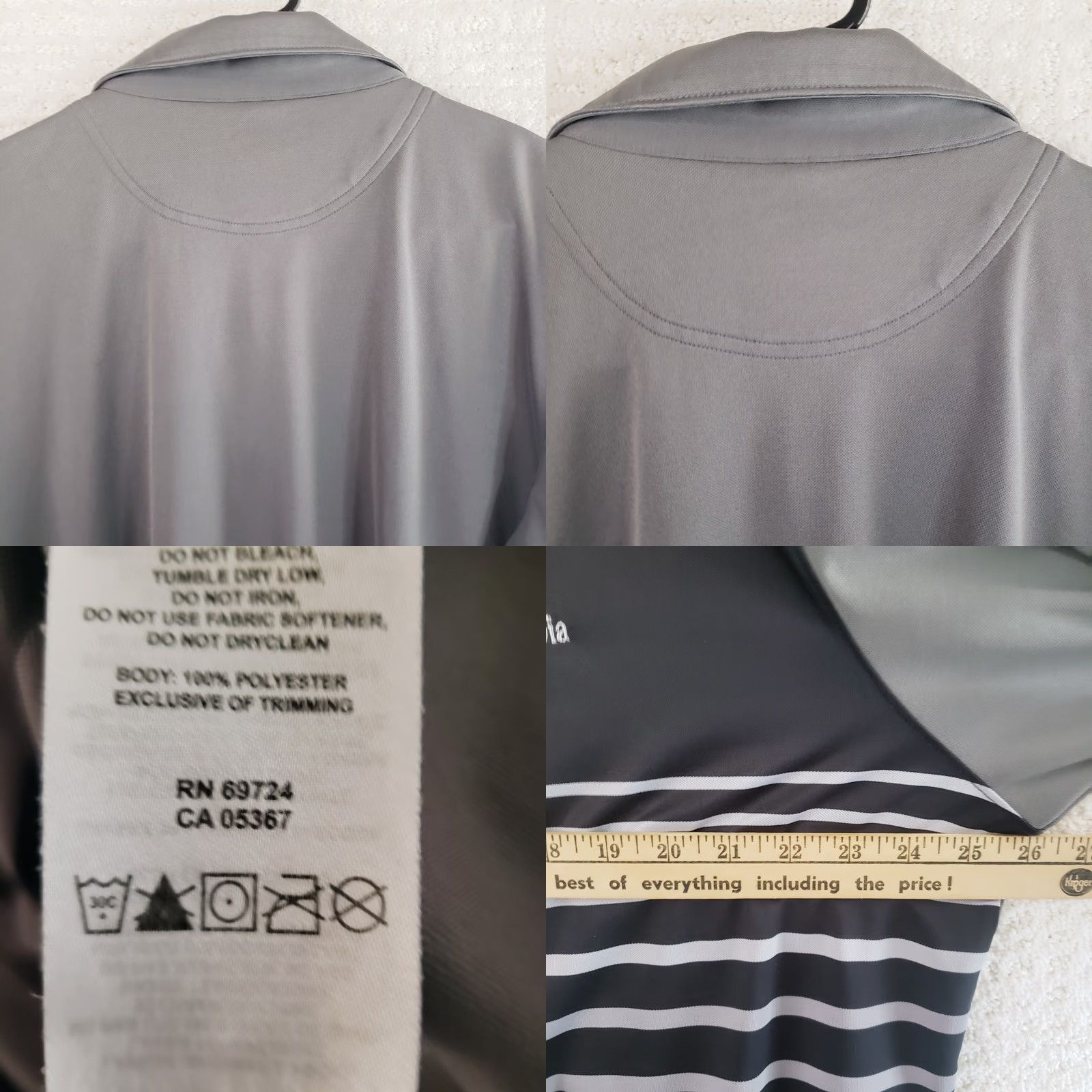 Vintage Columbia Golf Polo Shirt Mens XL Black Gray Striped Omni Wick Button Collar Stretch Casual Activewear Modern 90s Outdoor Sports Size US XL / EU 56 / 4 - 8 Thumbnail