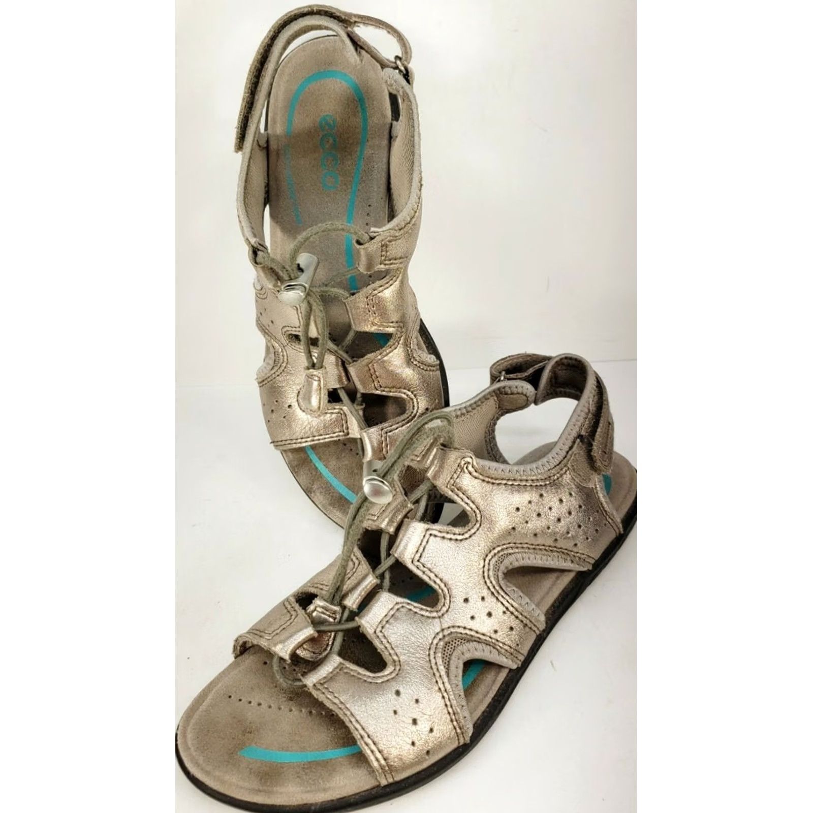 Ecco ECCO Gladiator Womens Pewter Toggle Metallic Slingback Sandals Size Size US 5.5 / IT 35.5 - 2 Thumbnail