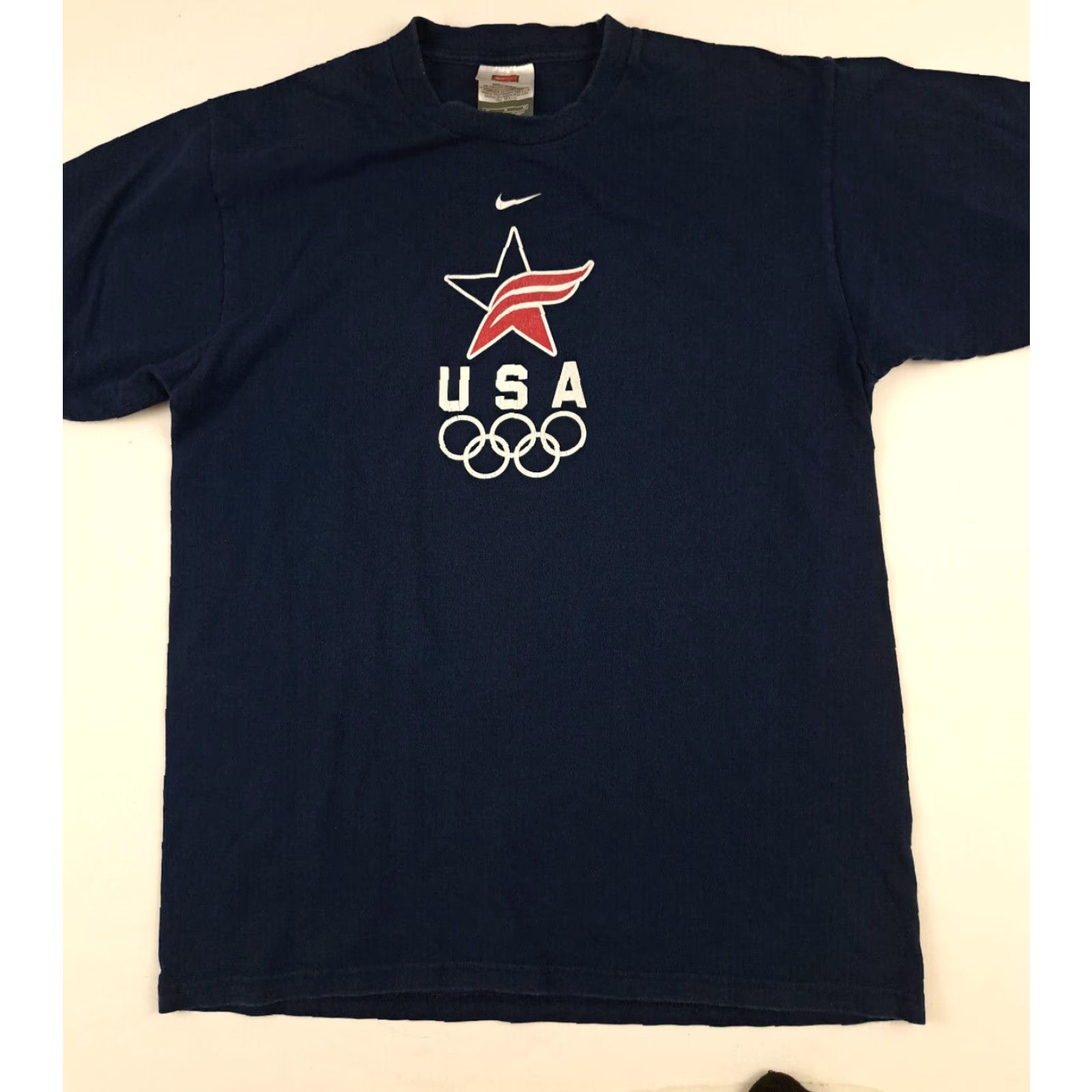 Nike VINTAGE Nike USA Olimpics Center Swoosh Star Navy T-Shirt 90s Medium Size US M / EU 48-50 / 2 - 3 Thumbnail
